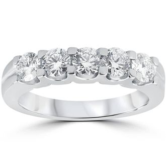 Pompeii3 1ct Diamond Wedding Ring Anniversary Stackable Band 14K White Gold Size Selectable