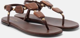 Gianvito Rossi Beaded leather thong sandals