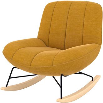 Rendez-Vous D&eacute;co Rendez-vous D&eacute;co - Mecedora En Tejido Efecto Terciopelo Amarillo Mostaza - Alvin