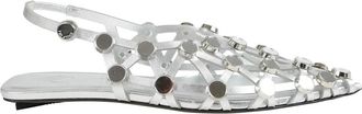 The Attico Metallic Silver Grid Ballerina Schoenen - Dames - Ballerinas - Grijs - 37 EU - Leer - Schoenen