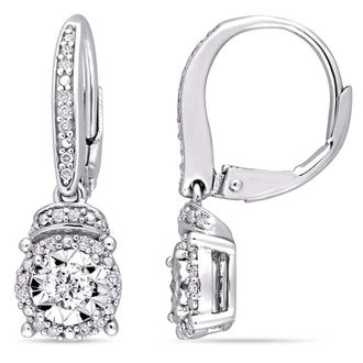 Amour 1/3 CT TW Diamond Leverback Earrings In Sterling Silver