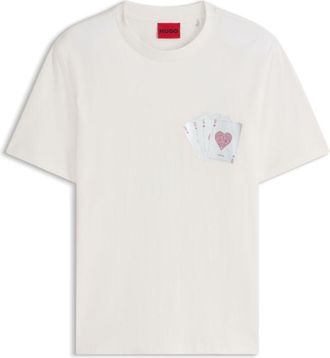 HUGO BOSS Cotton T-shirt with playing-card foil graphic