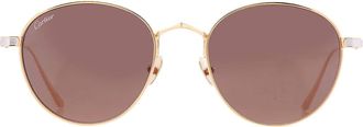 Cartier Brown Round Unisex Sunglasses CT0009S 005 53