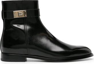 Dolce & Gabbana Stijlvolle Leren Laarzen voor Vrouwen - Heren - Enkellaarsjes - Zwart - 45 EU - Schoenen