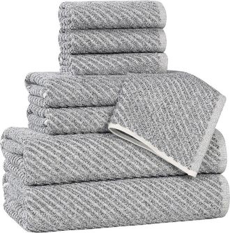 Superior Amelia Medium Weight Diagonal Stripes 8Pc Towel Set