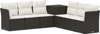vidaXL Juego De Sof&aacute; 7 Uds. Negro Y Blanco Crema Vidaxl