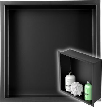 OEM Estante Empotrado De 30x30x10 Cm, Negro Mate, Para El Ba&ntilde;o