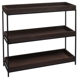 Hhg Estanter&iacute;a Hhg-874, Estanter&iacute;a De Pie Estanter&iacute;a Para Plantas Estanter&iacute;a, Madera Metal 3 Estantes 90x100x35cm, Marr&oacute;n Oscuro