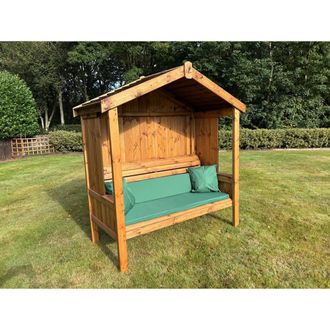 Charles Taylor Trading Three Seater Imperial Arbour - Cushion Included - Fully Assembled in Light Brown