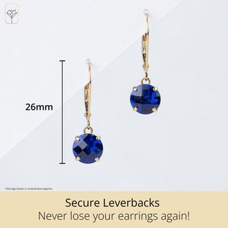 MAX + STONE Solid 10K Yellow or White Gold 8mm Gemstone Dangle Earrings