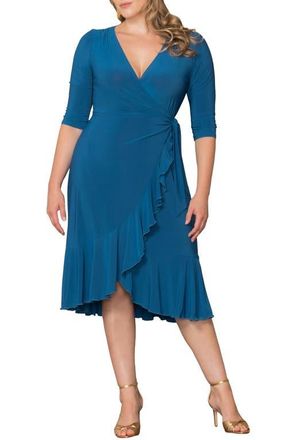 Kiyonna Whimsy Wrap Dress in Aegean Blue at Nordstrom, Size 1X