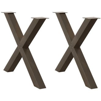 vidaXL Patas Para Mesa De Comedor En Forma De X (2 Unidades, Acero Natural, 90 X 72-73 Cm) Vidaxl