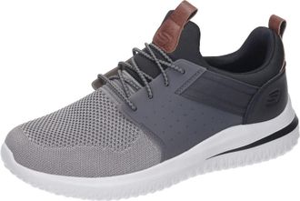 Skechers Mens Delson 3.0 Cicada Sneaker, Gray Black Knitted Mesh W Synthetic, 10.5 UK