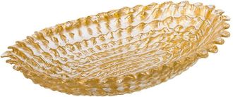 Alice Pazkus 9.75In Gold Beveled Oval Bowl