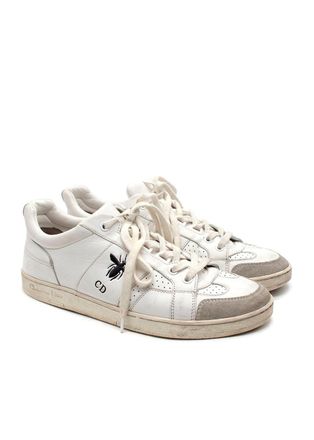 Dior White Suede Toe Cap Leather Bee Trainers Size 36.5