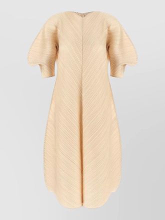 Pleats Please Issey Miyake midi dress puff sleeves textured design