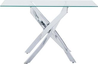 VENTE-UNIQUE.COM Mesa consola cristal templado transparente, plateado