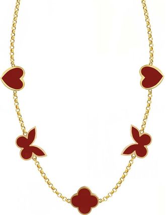 Gabi Rielle Carnelian Agate Lucky Charm Station Necklace in Gold at Nordstrom Rack