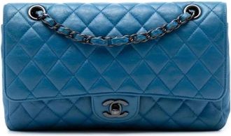 Chanel Pre-owned Double Flap Shoulder Bag - Dames - Vintage Schoudertas - Blauw - ONE Size - Leer - Vintage