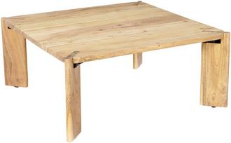Sweeek Square coffee table in solid acacia wood, Reva, natural, 80x80x36 cm