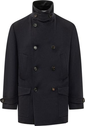 Brunello Cucinelli Dark Navy Double Breasted Coat
