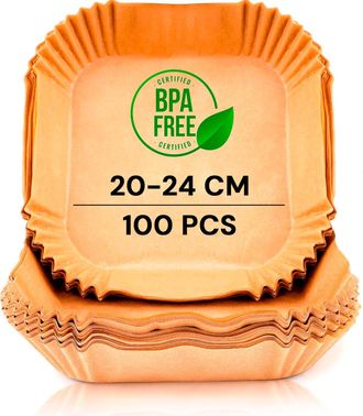 OEM Papel De Horno Para Freidora De Aire, 100 Unidades, 20-24 Cm, Sin Bpa, Desechable, Para Horno, De 5 A 8 Litros (cuadrado, 20-24 Cm)