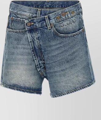 R13 crossover denim shorts belt loops pockets