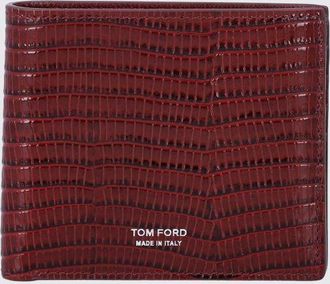 Tom Ford Portafoglio a libro in pelle di vitello con stampa lucertola