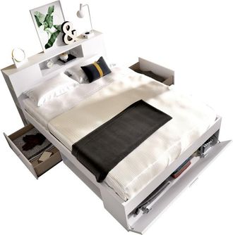 Vente-Unique Vente-unique - dekit lanka - cama compacta para dormitorio - blanco - 95 x 149.6 x 218.5 cm