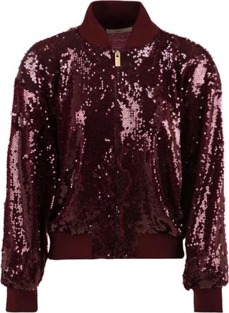 Akep Sequin Bomber Jacket - Dames - Bomber jackets - Rood - XS - Polyester - Jassen