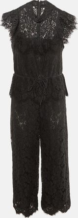 Ganni Black Lace Ruffle Jumpsuit