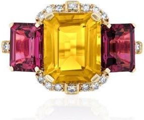 Goshwara Gossip Semiprecious Stone Ring in Yellow /Deep Red at Nordstrom, Size 7