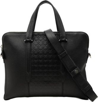 Ferragamo Pre-owned Ferragamo Gancini Embossed Leather Trimmed Business Bag Unisex 60CYGJ9DIJWGU9WS
