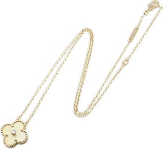 Van Cleef & Arpels Collana di perle Alhambra in oro giallo 18 carati con diamanti
