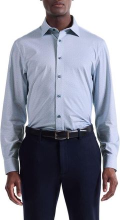 Bugatchi James OoohCotton Geo Print Button-Up Shirt in Air Blue at Nordstrom, Size Xx-Large
