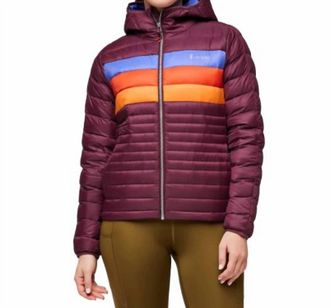 Cotopaxi Fuego Down Hooded Jacket - Plus Size In Wine Stripes