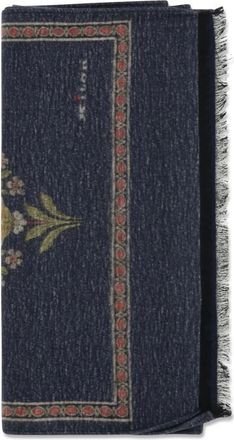 Kiton Pa&ntilde;uelo de seda con flecos - Accessories - Mujer - Azul - ONE SIZE