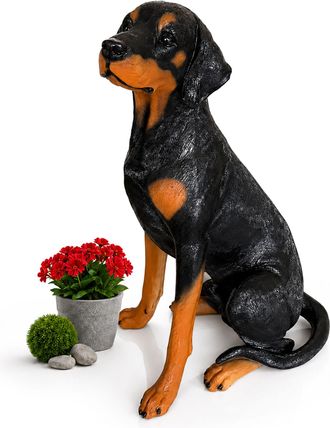 Relaxdays Relaxdays Figura De Perro Para Jard&iacute;n, D&oacute;berman, 83 X 39 X 52 Cm, Poliresina, Resistente A La Intemperie, Negro/marr&oacute;n