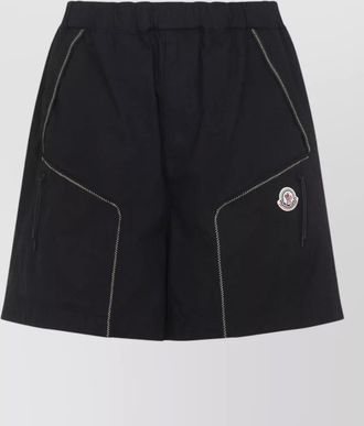Moncler cotton bermuda shorts straight hem zigzag stitching