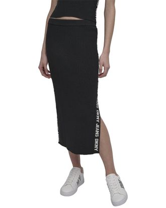 DKNY Dkny Side Logo Rib Midi Skirt