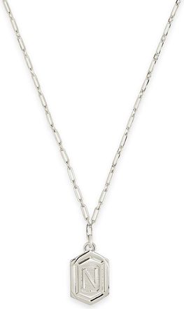 Sterling Forever Hexagon Tag Initial Necklace