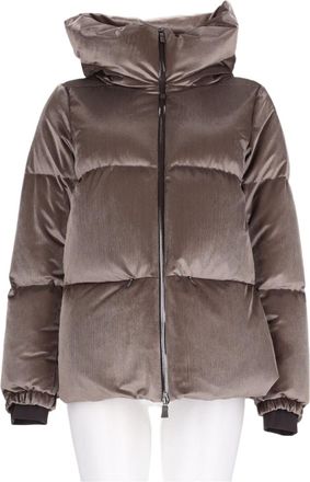 Herno Brown Plush Padded Hooded Polyester-Blend Jacket