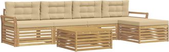 vidaXL Conjunto De Sof&aacute;s De Exterior 6 Uds. Y Beige Poli&eacute;ster Vidaxl