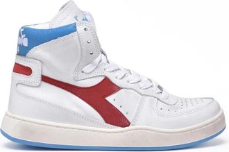 Diadora White Red Leather Basket Sneakers