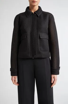 Max Mara Strenna Technical Mesh Jacket in Black at Nordstrom, Size 16
