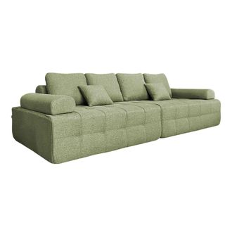 Oviala Sof&aacute; de tela de 4 plazas verdes l 282 cm