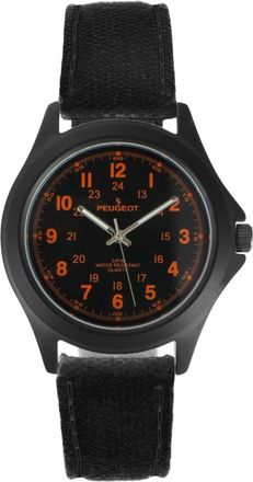 Peugeot Millitary Dial PVD Plated Canvas Strap Watch- 40MM in Black at Nordstrom