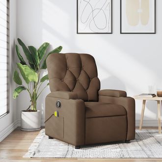 vidaXL Sill&oacute;n Reclinable Con Masaje De Tela Marr&oacute;n Vidaxl