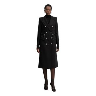Elisabetta Franchi Dames, Mantels, Zwart, Maat: XS Leer