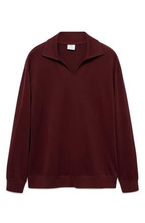 Mango Oversize Cotton Polo Sweatshirt in Burgundy at Nordstrom, Size X-Large